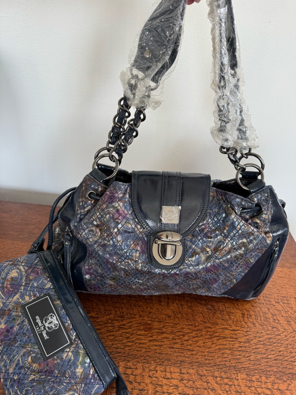 Sharif Iridescent Snakeskin Multicolor Shoulder Bag w/Pouch - Vintage NWOT